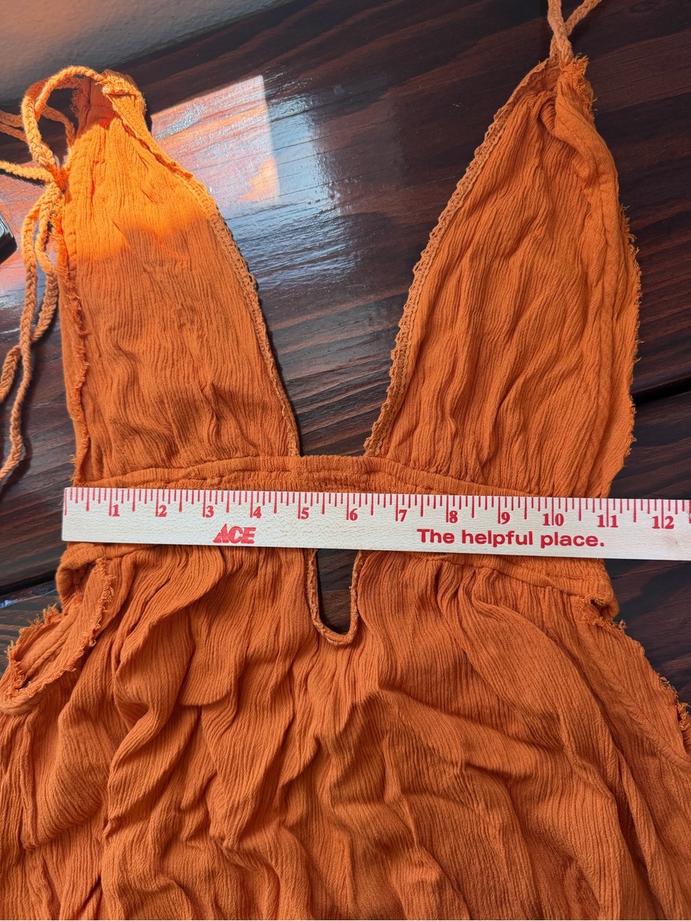 Free People Frayed Orange Look Into the Sun Maxi Dress Halter Bohemian Boho - Picture 15 of 16